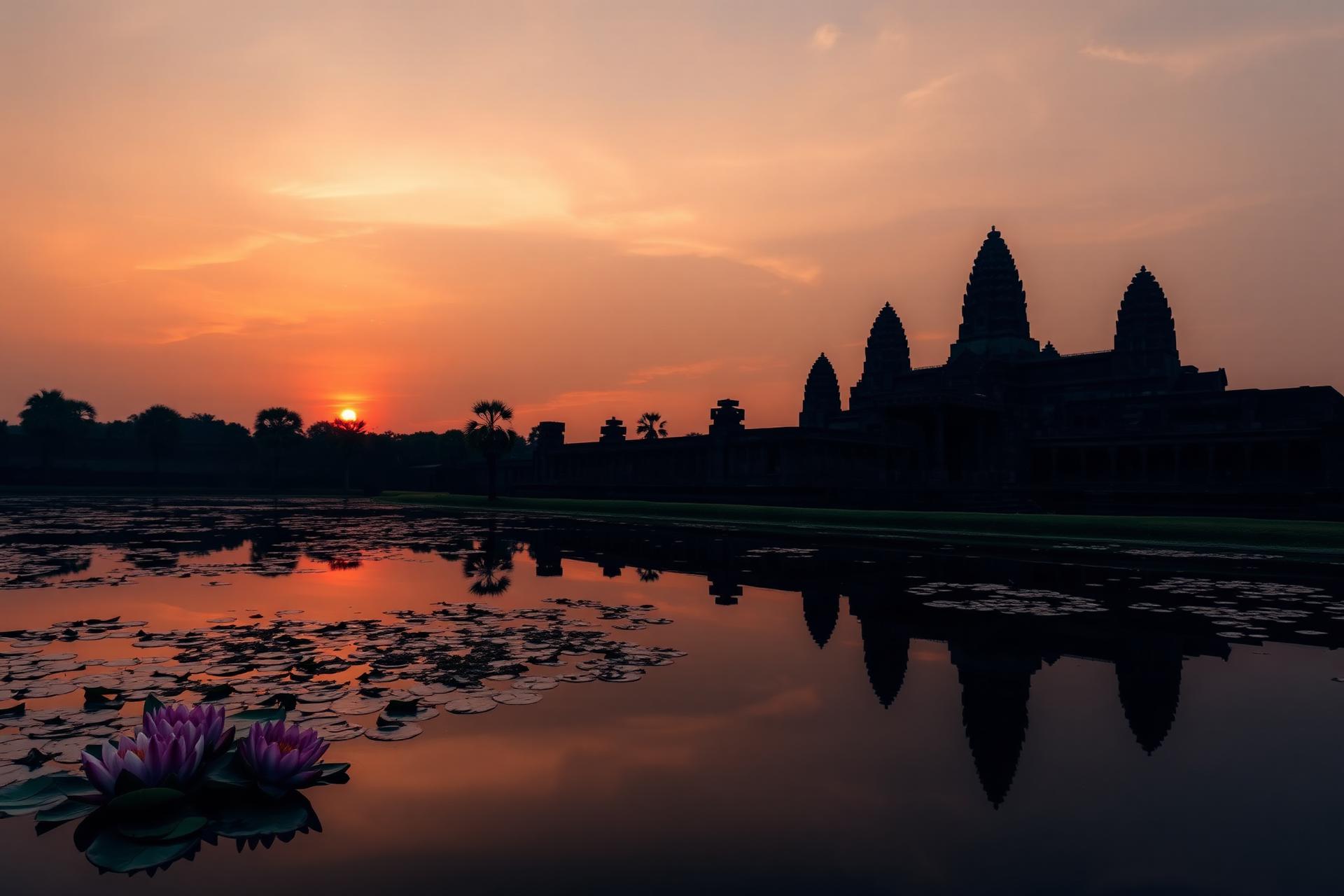 Angkor Wat al amanecer en Camboya